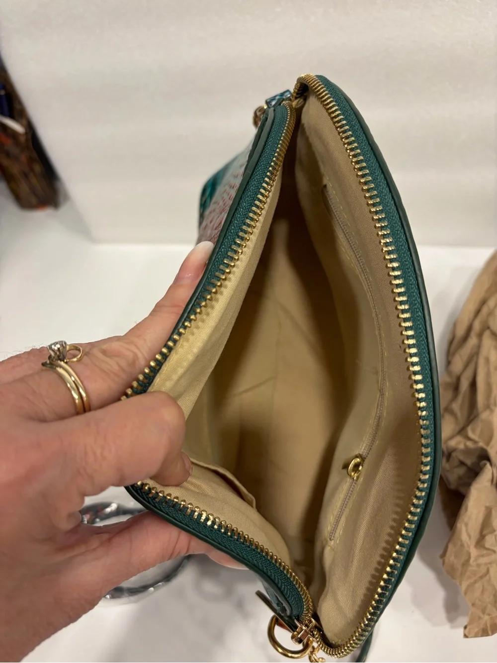 Fashion inspired Prismatic Croc-Embossed Multicolor Crossbody with Gold Chain